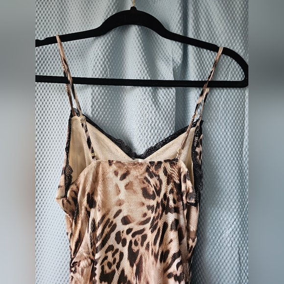 NWT - Long Mesh Animal Print Maxi Dress with Black Lace- Lined - Size Small - Picture 4 of 11